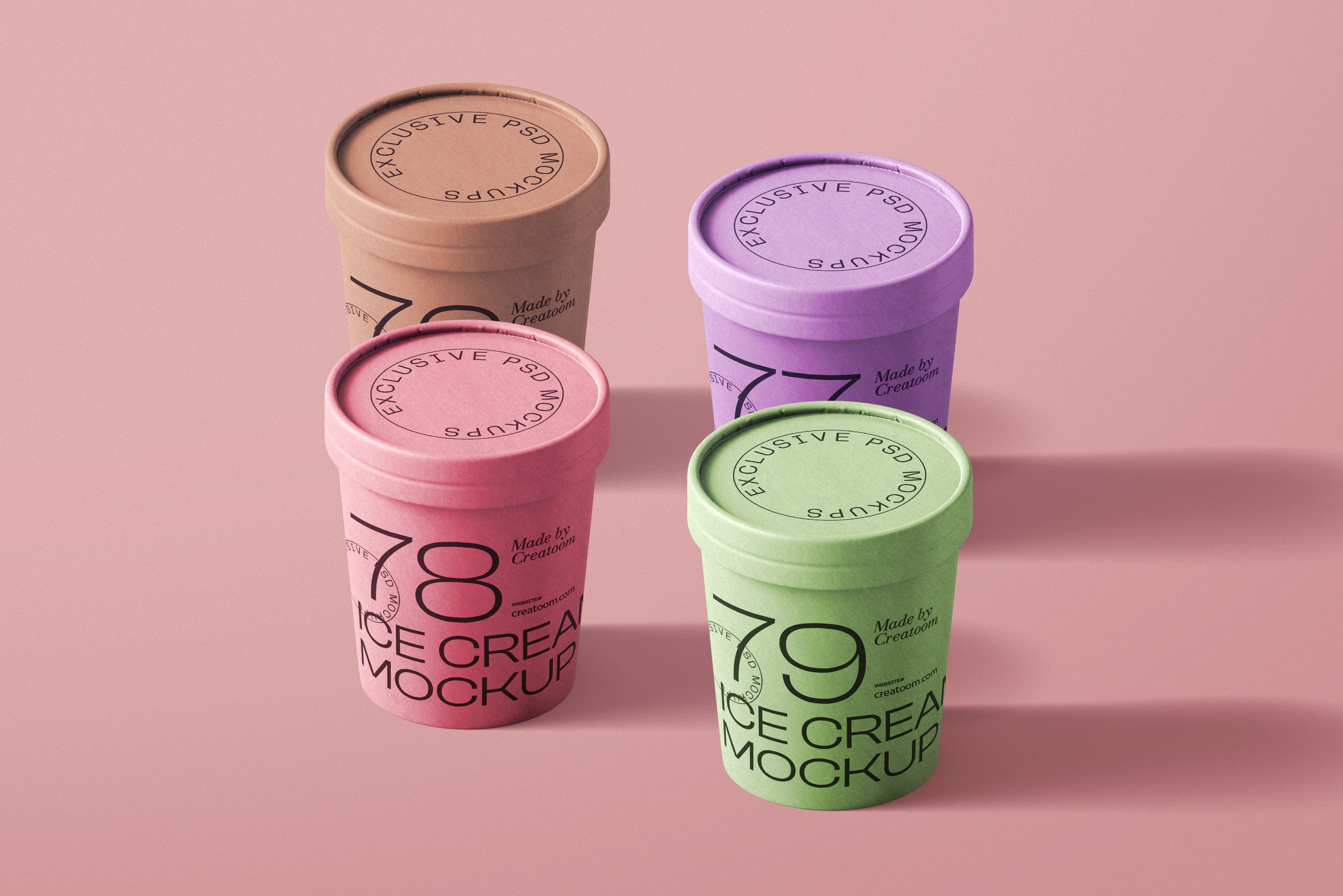 Pastel ice cream packaging design with retro typography on pink background